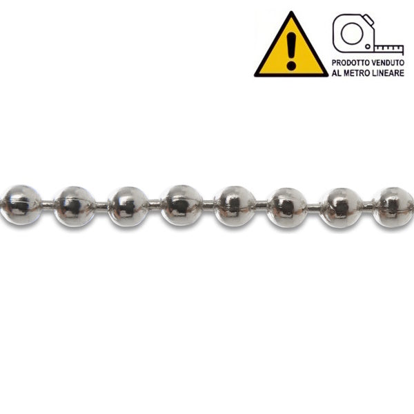 MINUTEX CATENA A PERLINE IN OTTONE NICHELATO MOD. 878 D.MM 3