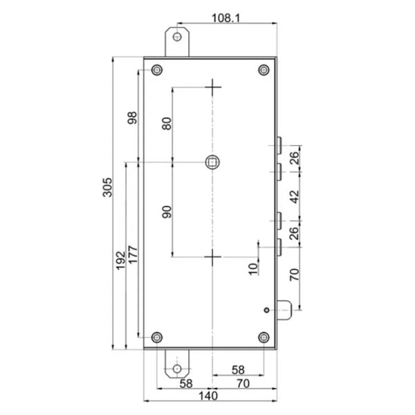 MOTTURA SERRATURA APPLICARE TRIPLICE PER CILINDRO YALE AMBIDESTRA