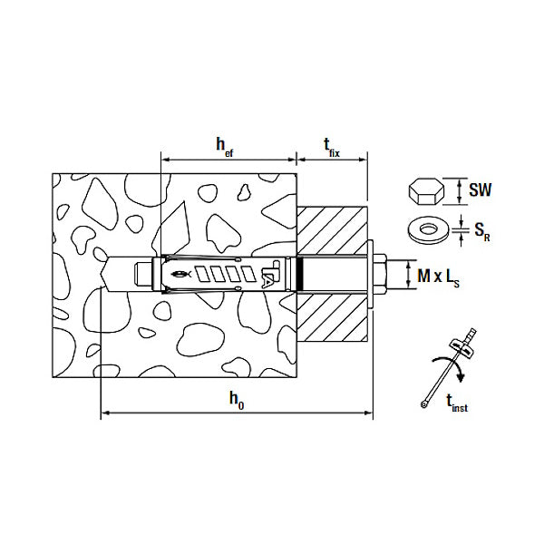 FISCHER TASSELLO TA M-BP 8 IN METALLO CON VITE DI SICUREZZA ANTIFURTO