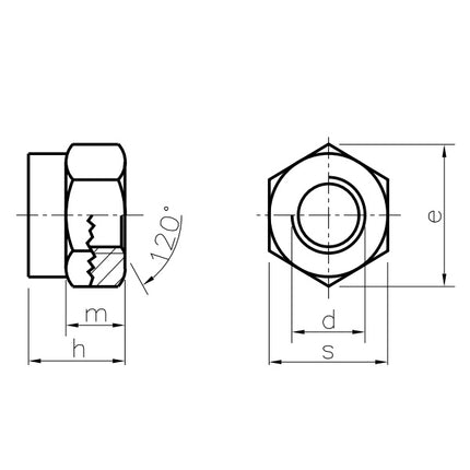 DADO AUTOBLOCCANTE ALTO PASSO GROSSO INOX A2 UNI 7473 DIN 982 M20