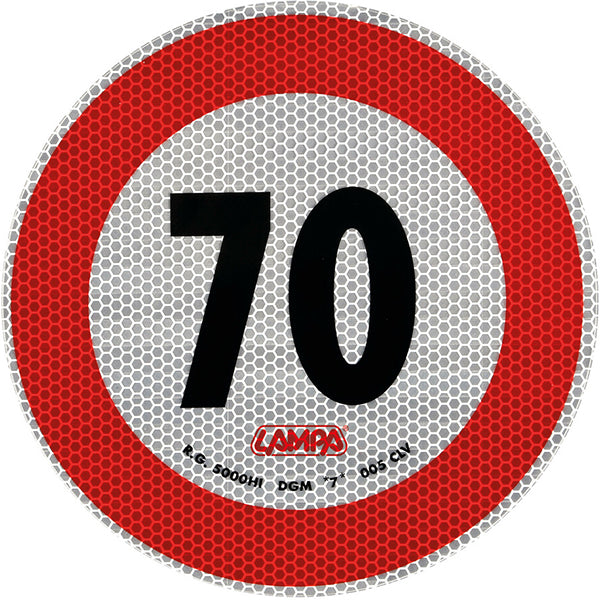 LAMPA SEGNALE ADESIVO OMOLOGATO D.MM 200 LIMITE DI VELOCITA  70 KM/H