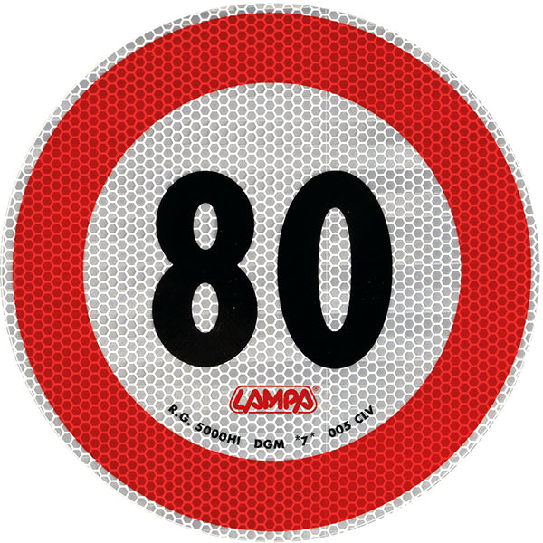 LAMPA SEGNALE ADESIVO OMOLOGATO D.MM 200 LIMITE DI VELOCITA  80 KM/H