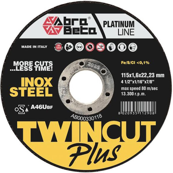 ABRA BETA DISCO DA TAGLIO PIANO D.MM115X1,6X22,23 INOX/ACCIAIO