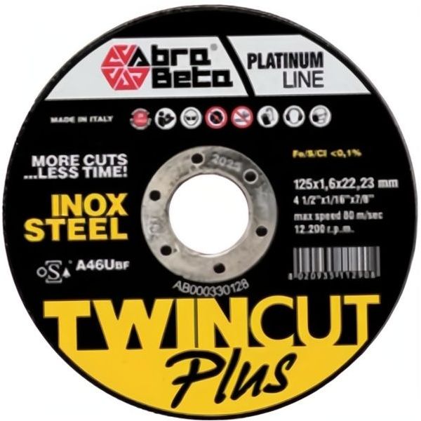 ABRA BETA DISCO DA TAGLIO PIANO D.MM125X1,6X22,23 INOX/ACCIAIO