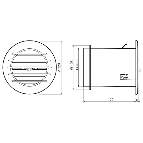 LA VENTILAZIONE GRIGLIA CON VALVOLA TERMOSTATICA TONDA COLORE BIANCO