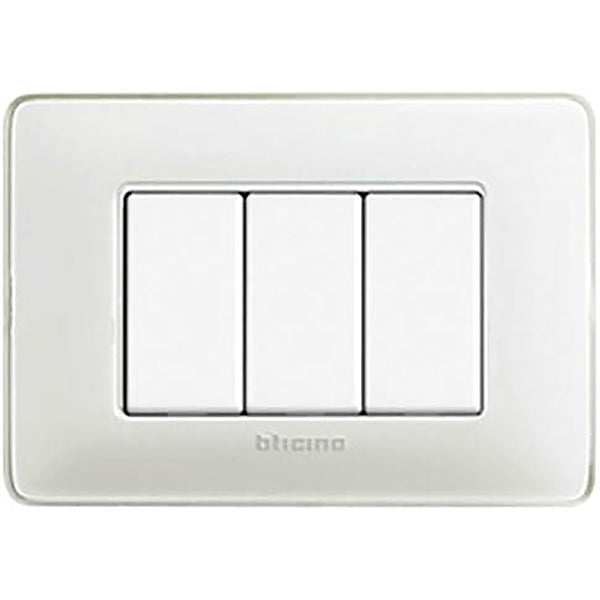 BTICINO MATIX PLACCA 3 POSTI COLORE GHIACCIO
