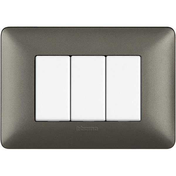 BTICINO MATIX PLACCA 3 POSTI COLORE IRON