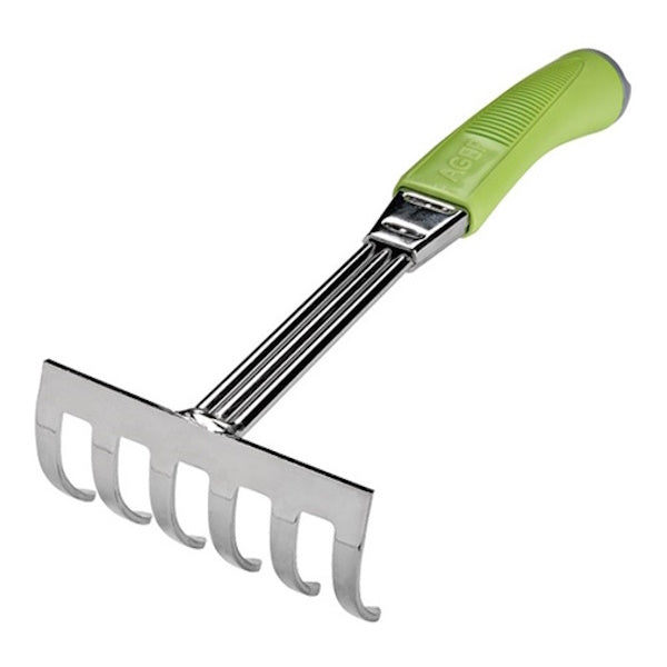 AGEF RASTRELLINO POLICLICK 6 DENTI ACCIAIO CROMATO MANICO COPOLIMERO