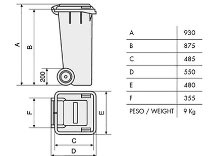 MOBIL PLASTIC BIDONE RACCOLTA DIFFERENZIATA LT120 VERDE