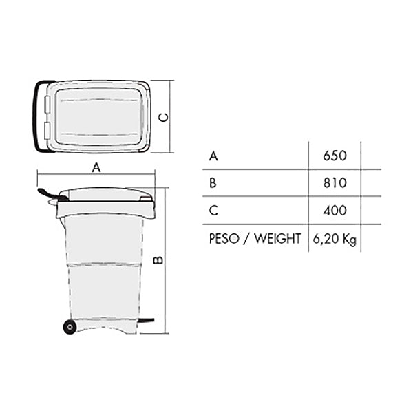 MOBIL PLASTIC BIDONE RACCOLTA DIFFERENZIATA NELLO CON PEDALE LT80 GRIGIO