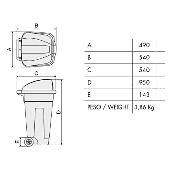 MOBIL PLASTIC BIDONE RACCOLTA DIFFERENZIATA PUSH DA LT100