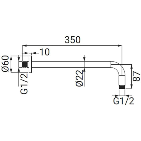 IDRO-BRIC BRACCIO DOCCIA TONDO IN ACCIAIO INOX CM35