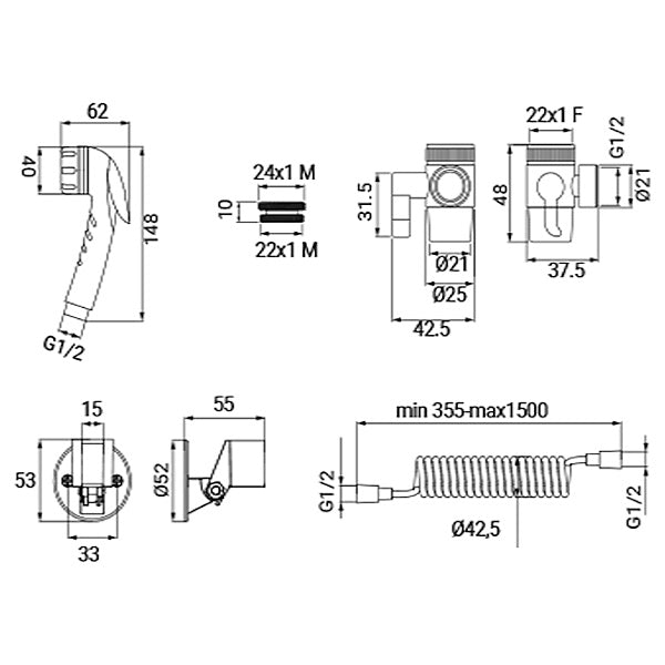IDRO-BRIC DUPLEX SALLY DOCCETTA 1 GETTO CON FLESSIBILE A MOLLA