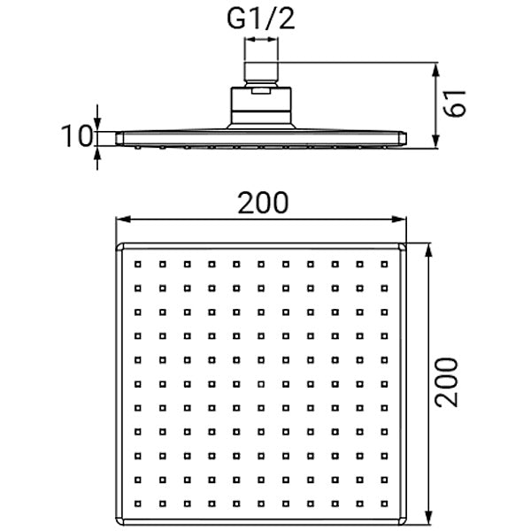 IDRO-BRIC SOFFIONE PER DOCCIA WINDJET QUADRO CROMATO CM20x20