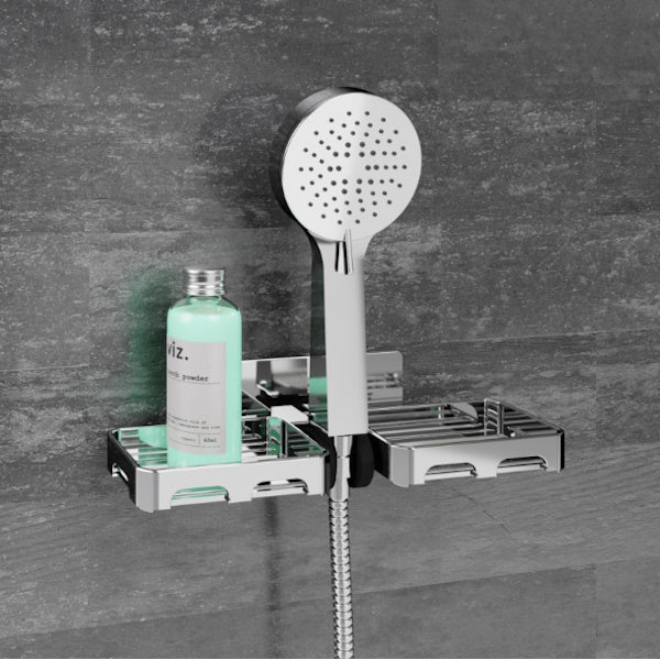 IDRO-BRIC SUPPORTO DOCCIA CON DOPPIO PORTASAPONE