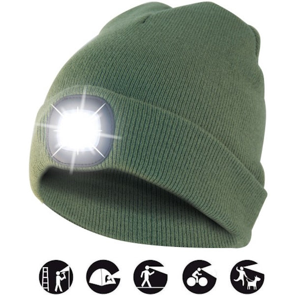 VELAMP CAPPELLINO MAGLINA CON LUCE LED RICARICABILE USB VERDE OLIVA