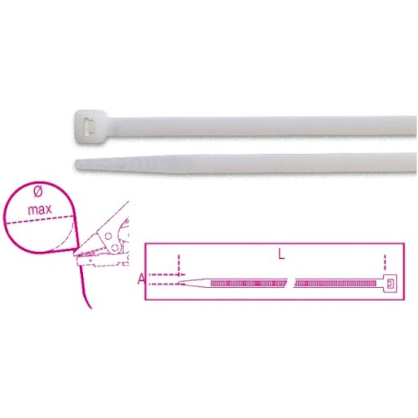 BETA  1748-BV2 FASCETTE DI CABLAGGIO IN NYLON NATURALE PZ100