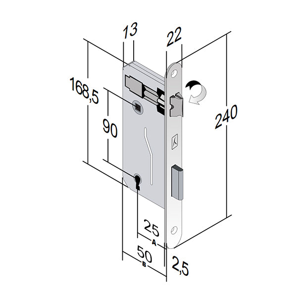 BONAITI SERRATURA PATENT GRANDE BRONZATA ART.040T