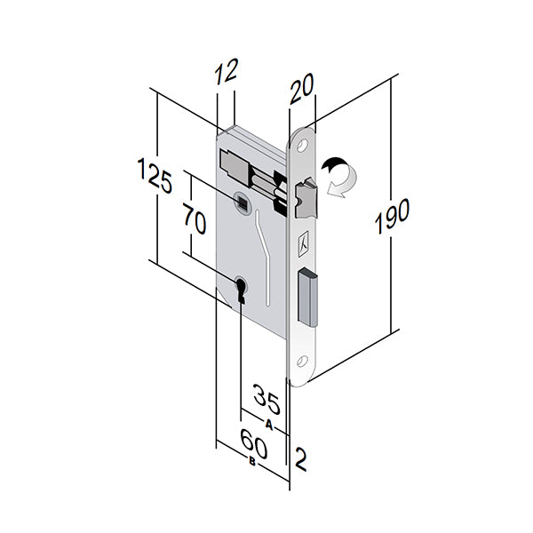 BONAITI SERRATURA PATENT PICCOLA BRONZATA ART.042T