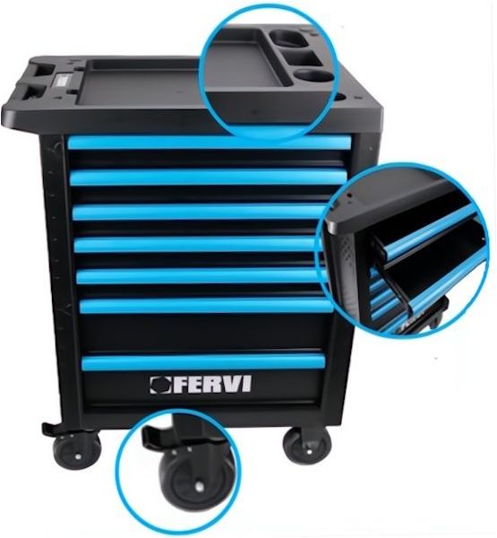 FERVI CASSETTIERA CON 7 CASSETTI COMPLETA DI 298 UTENSILI