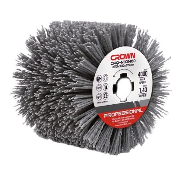 CROWN RULLO ABRASIVO IN NYLON PER SATINATRICE D.MM110X100 FORO D.MM19