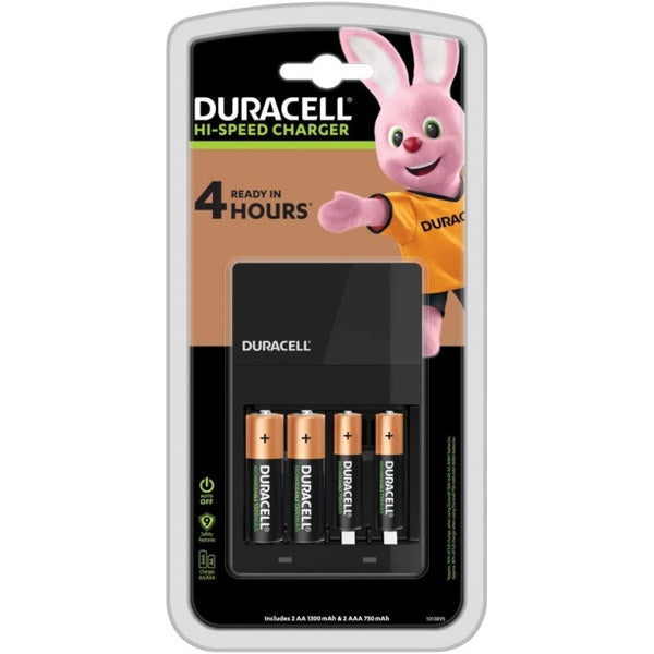DURACELL CARICABATTERIE CEF14 CON 2 STILO AA + 2 MINISTILO AAA