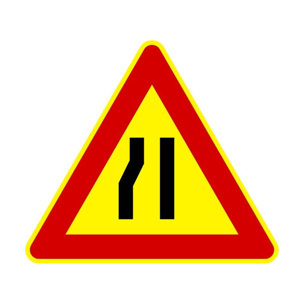 3G ITALIA CARTELLO TRIANGOLO STRETTOIA A SX CM90 F.385 IN METALLO