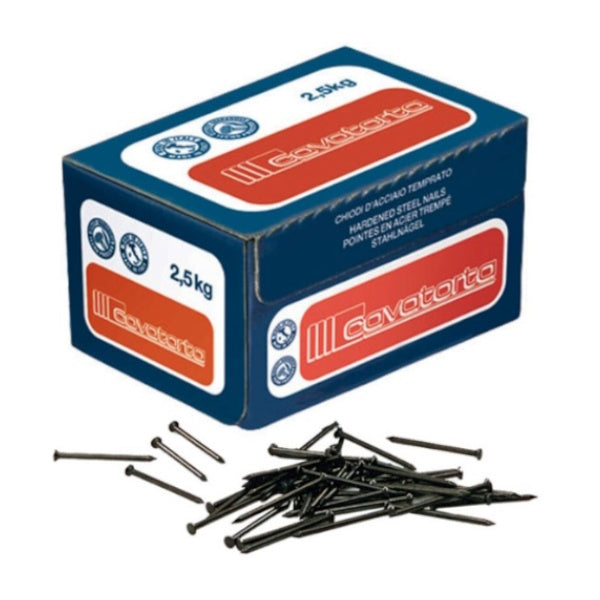 CAVATORTA CHIODI ACCIAIO TEMPRATO TESTA BOMBATA IN SCATOLA BLU