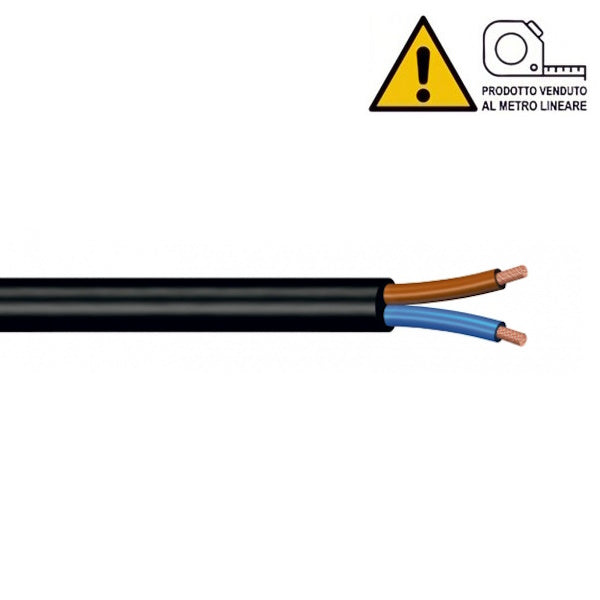 CAVO ELETTRICO AL TAGLIO TIPO H05VV-F SEZIONE 2G0,75 NERO AL MTL