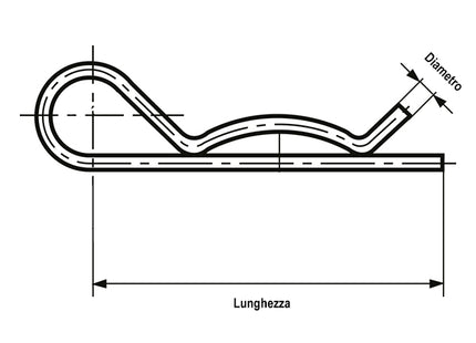 COPIGLIA BETA ELASTICA IN FERRO ZINCATO UNI 8833-A D.MM 6,0X105