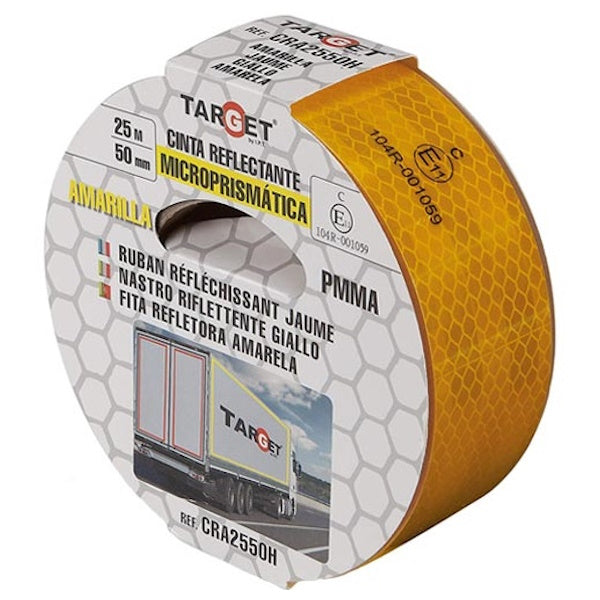 TARGET NASTRO PRISMATICO RIFLETTENTE CERTIFICATO MM50X25MT GIALLO
