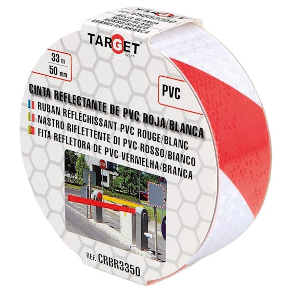 TARGET NASTRO PRISMATICO RIFLETTENTE IN PVC MM50X33MT BIANCO/ROSSO