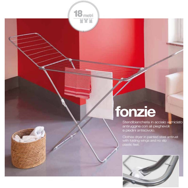 JUMBO STENDIBIANCHERIA A CAVALLETTO MOD. FONZIE IN ACCIAIO VERNICIATO