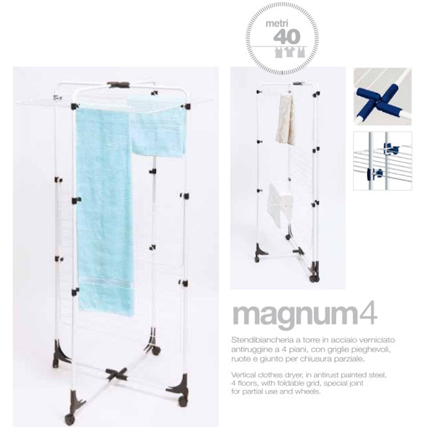 JUMBO STENDIBIANCHERIA A TORRE MOD. MAGNUM 4 IN ACCIAIO VERNICIATO