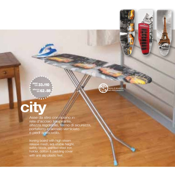 JUMBO ASSE DA STIRO MOD. CITY IN ACCIAIO CM.33X110