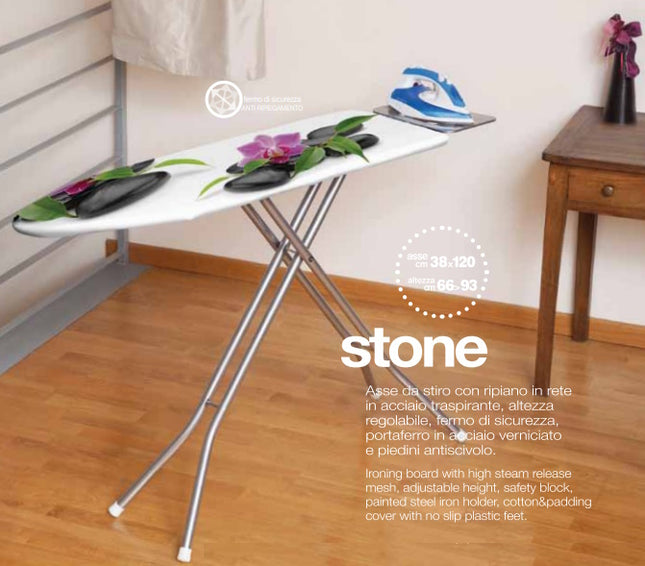 JUMBO ASSE DA STIRO MOD. STONE IN ACCIAIO CM.38X120