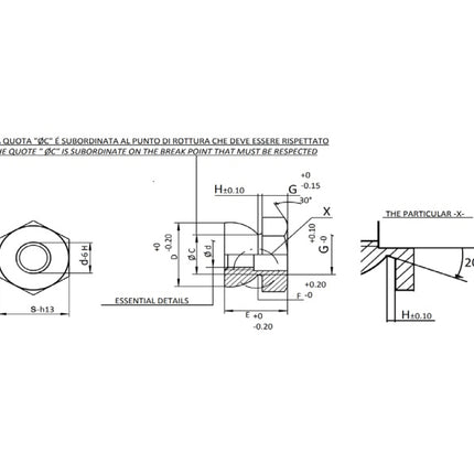 DADO ANTIFURTO A STRAPPO IN ACCIAIO INOX A2 M 6 CHIAVE DA MM10