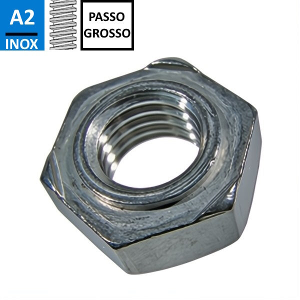 DADO ESAGONALE A SALDARE PASSO GROSSO IN ACCIAIO INOX A2 DIN 929