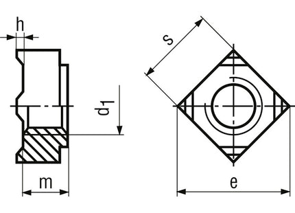 DADO QUADRO A SALDARE PASSO GROSSO GREZZO DIN 928