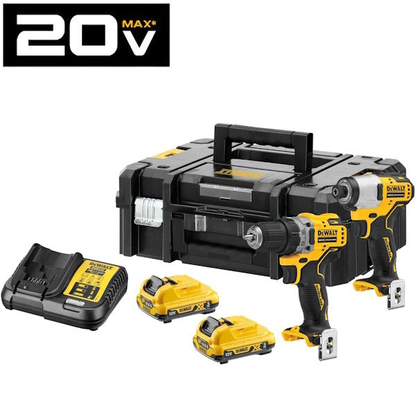 DEWALT KIT TRAPANO AVVITATORE+AVVITATORE IMPULSI 12V 3.0AH DCK2110L2T-QW
