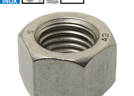 DADO ESAGONALE ALTO IN ACCIAIO INOX A2 UNI 5587 ISO 4033 M18