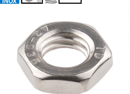 DADO ESAGONALE BASSO PASSO GROSSO ACCIAIO INOX A2 UNI 5589 DIN 936 M20