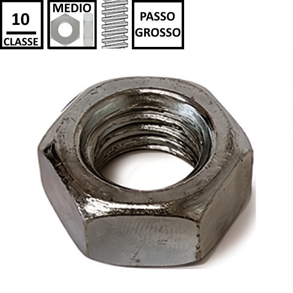 DADO ESAGONALE MEDIO PASSO GROSSO CL.10 GREZZO UNI 5588 DIN 934 M16