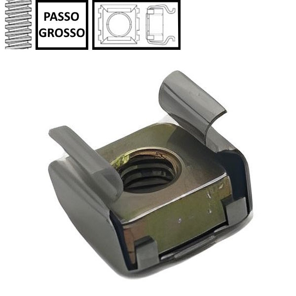 DADO IN GABBIA PER FORI QUADRI GABBIA INOX DADO ZINCATO GIALLO M 5