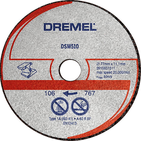 DREMEL ART. DSM510 DISCHI DA TAGLIO PER METALLO D.MM77 CONF.DA PZ3