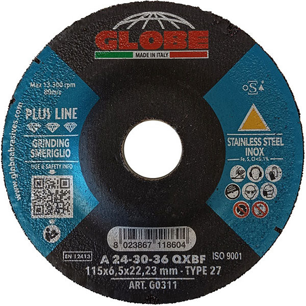 GLOBE DISCO DA SBAVO A CENTRO DEPRESSO PER ACCIAIO INOX