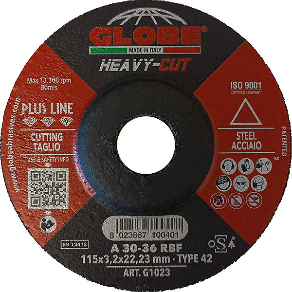 GLOBE DISCO DA TAGLIO A CENTRO DEPRESSO PER ACCIAIO