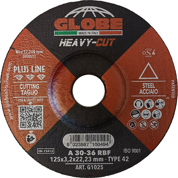 GLOBE DISCO DA TAGLIO A CENTRO DEPRESSO D.MM125X3,2X22,23 ACCIAIO - Foto 9