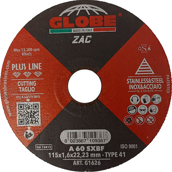 GLOBE DISCO DA TAGLIO PIANO PER INOX/ACCIAIO