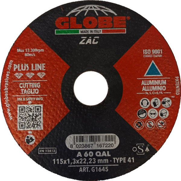 GLOBE DISCO DA TAGLIO PIANO D.MM115X1,3X22,23 ALLUMINIO